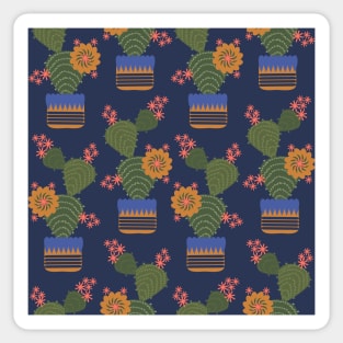 Cactus Pot Plants in a navy sky Sticker